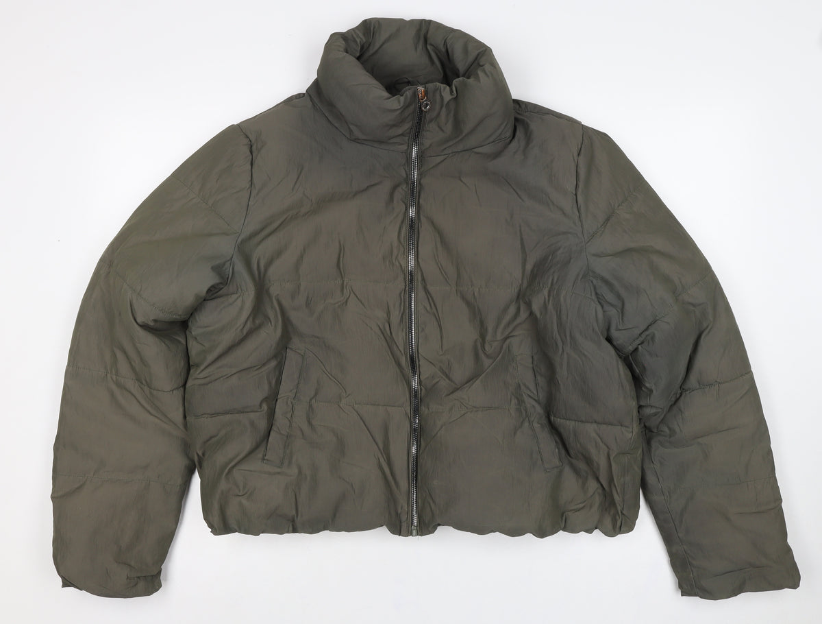 ONLY Women Green XL Puffer Jacket Padded Full Zip