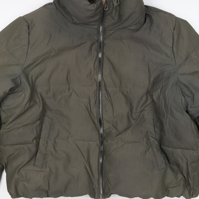 ONLY Women Green XL Puffer Jacket Padded Full Zip