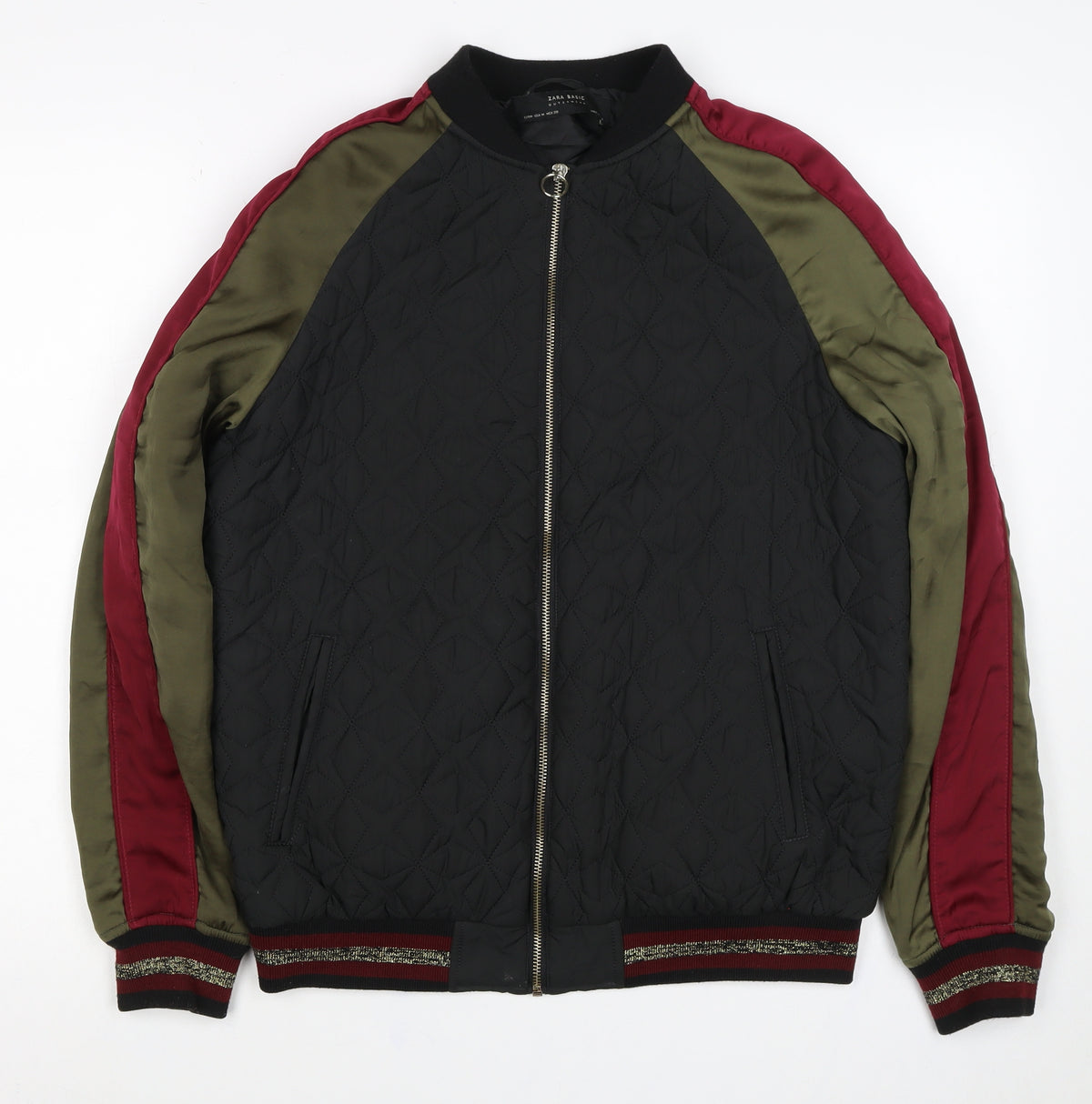 Zara Basic Women’s Multicoloured M Quilted Tiger Embroidered Bomber Jacket