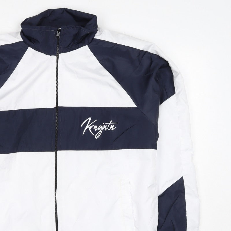 Karungjantan Men's White Navy M Windbreaker Full Zip Jacket