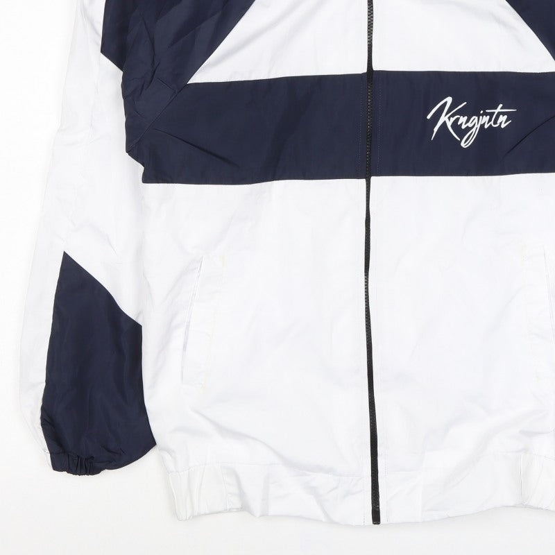 Karungjantan Men's White Navy M Windbreaker Full Zip Jacket