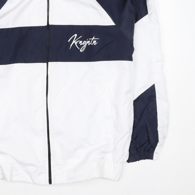 Karungjantan Men's White Navy M Windbreaker Full Zip Jacket