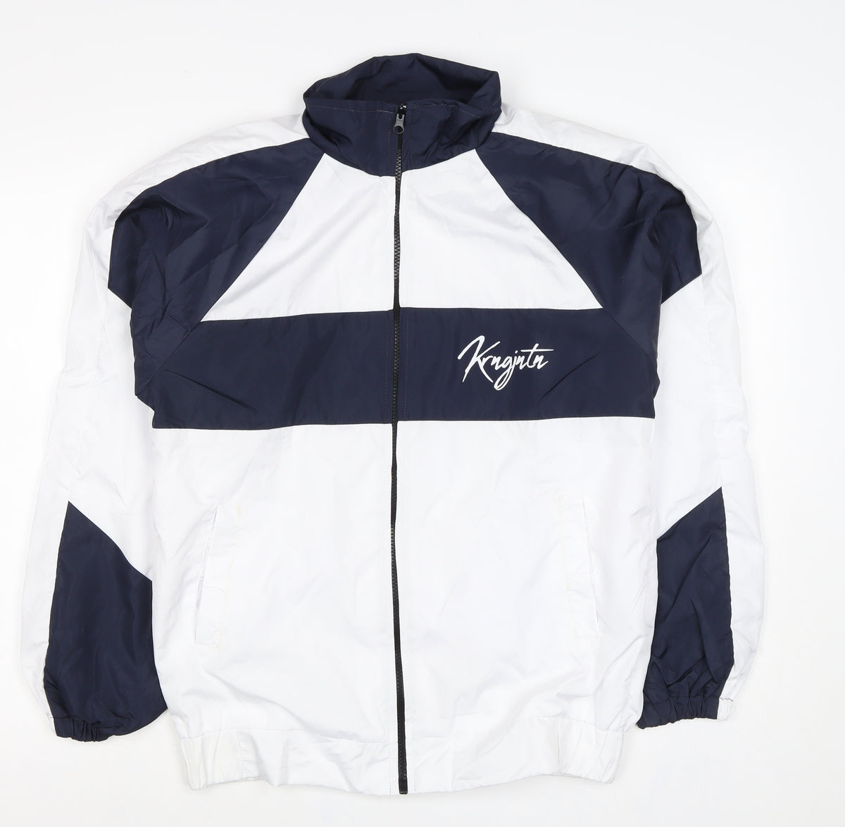 Karungjantan Men's White Navy M Windbreaker Full Zip Jacket
