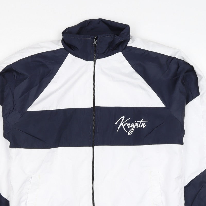 Karungjantan Men's White Navy M Windbreaker Full Zip Jacket