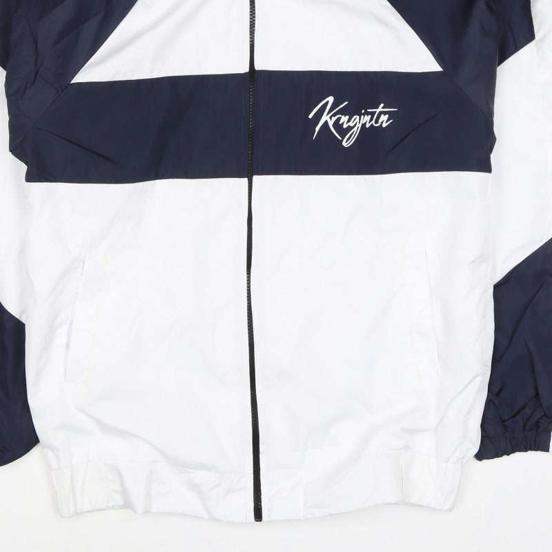 Karungjantan Men's White Navy M Windbreaker Full Zip Jacket