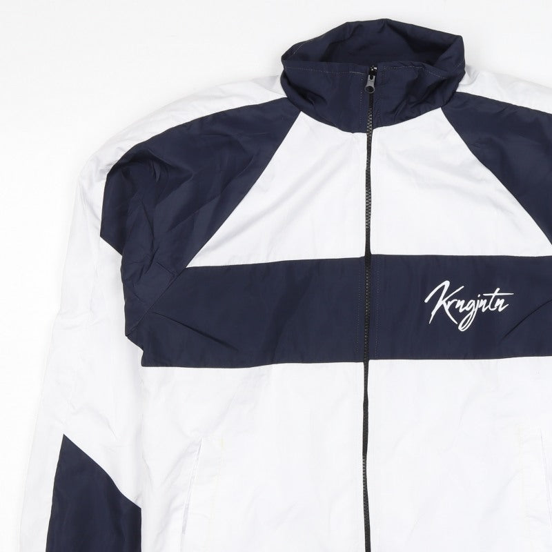 Karungjantan Men's White Navy M Windbreaker Full Zip Jacket