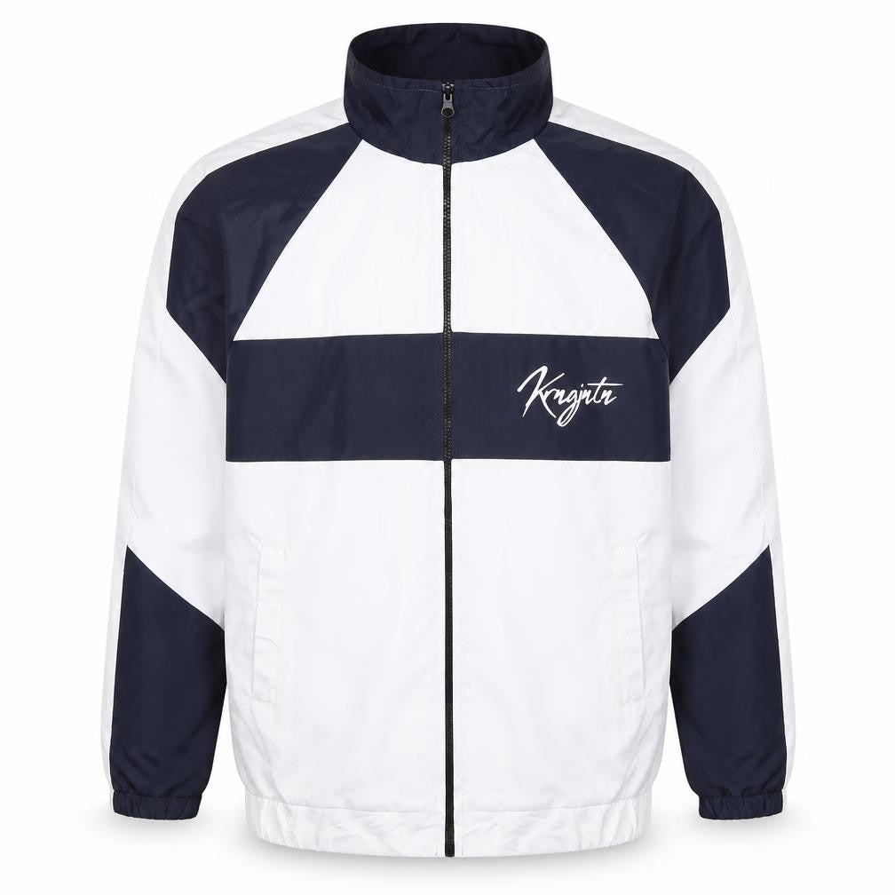 Karungjantan Men's White Navy M Windbreaker Full Zip Jacket