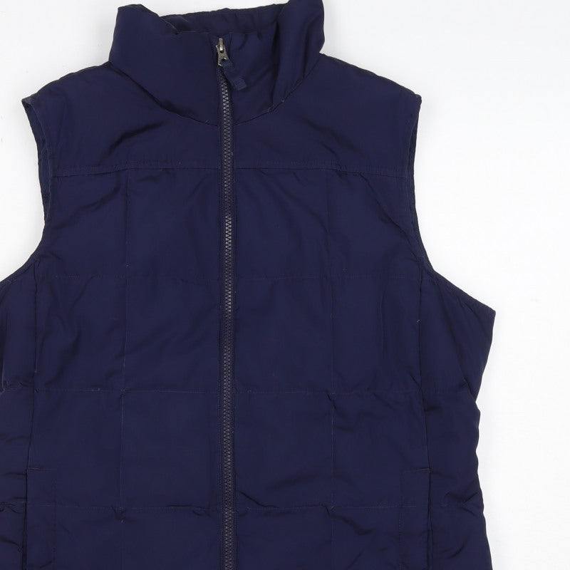 Lands' End Women's Navy S Puffer Waistcoat Quilted Down Insulated