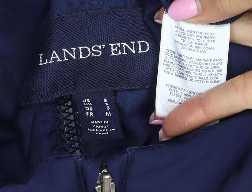 Lands' End Women's Navy S Puffer Waistcoat Quilted Down Insulated