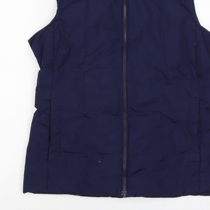 Lands' End Women's Navy S Puffer Waistcoat Quilted Down Insulated