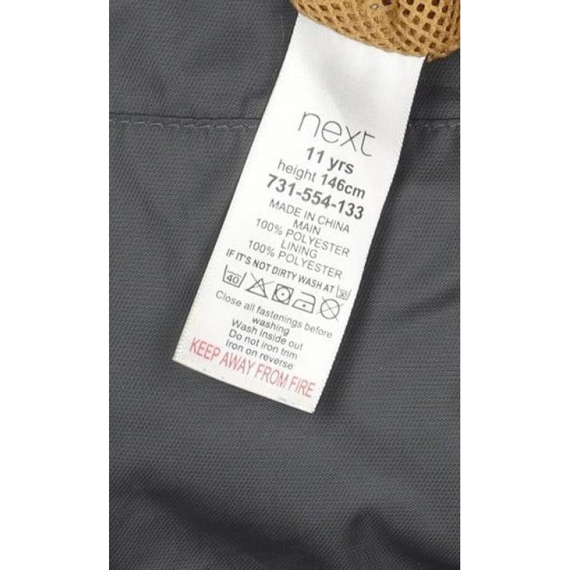 Next Boys Grey 11 Years Basic Jacket Full Zip Lined Pockets