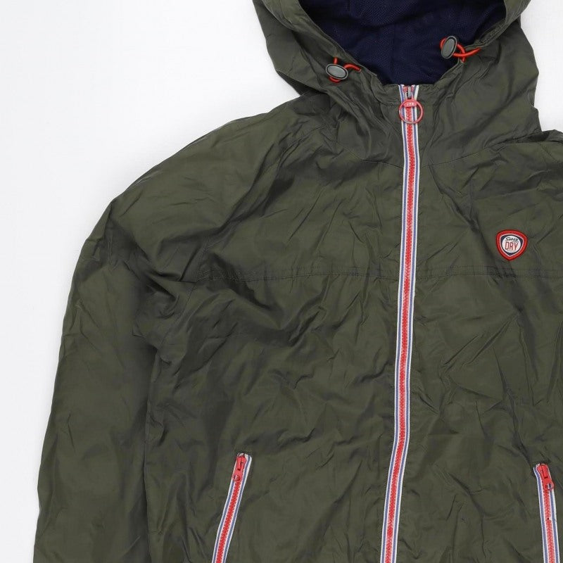 Superdry Men’s Green XL Hooded Windbreaker Jacket Logo Zip