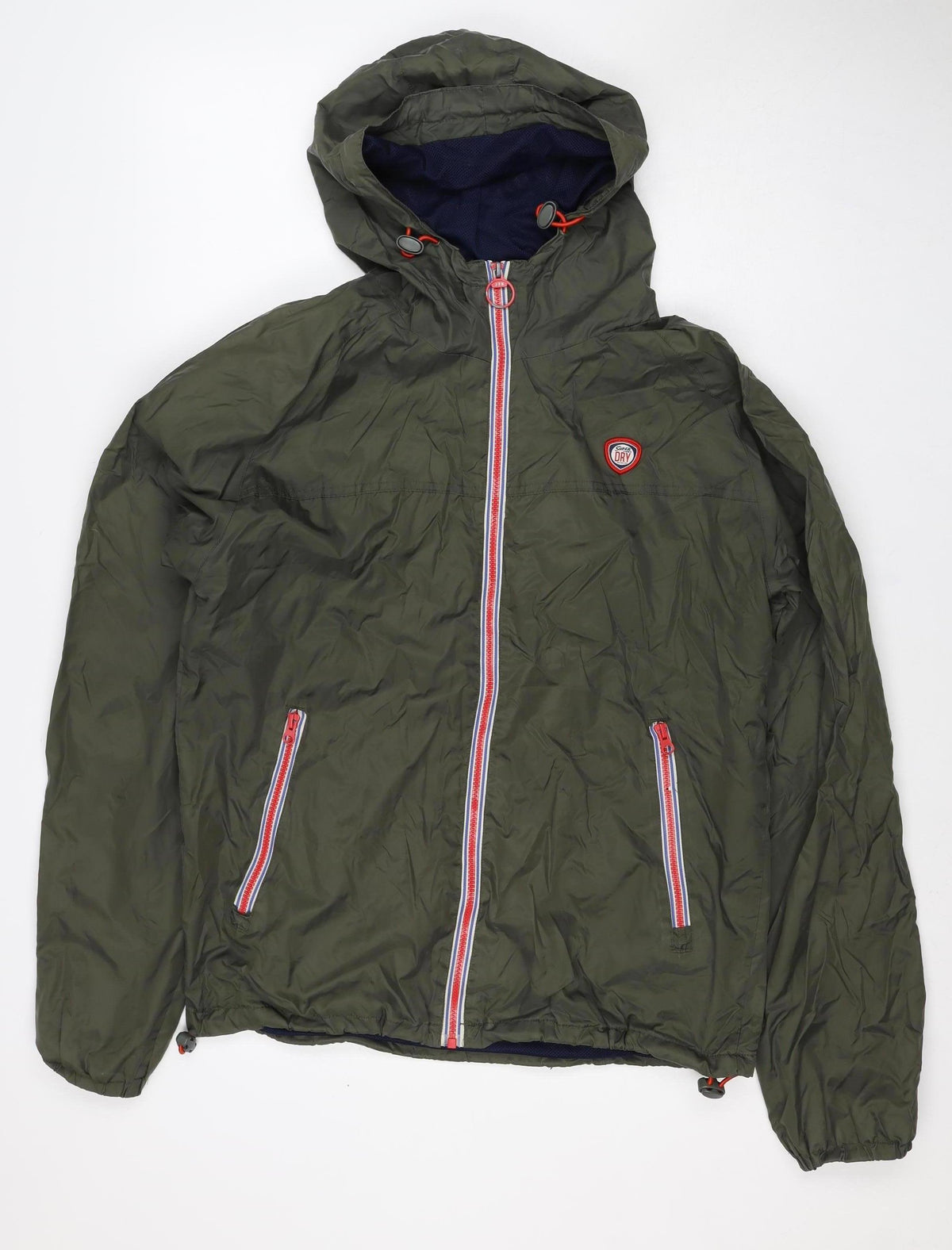 Superdry Men’s Green XL Hooded Windbreaker Jacket Logo Zip