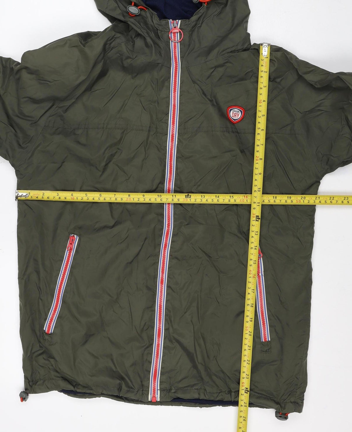 Superdry Men’s Green XL Hooded Windbreaker Jacket Logo Zip