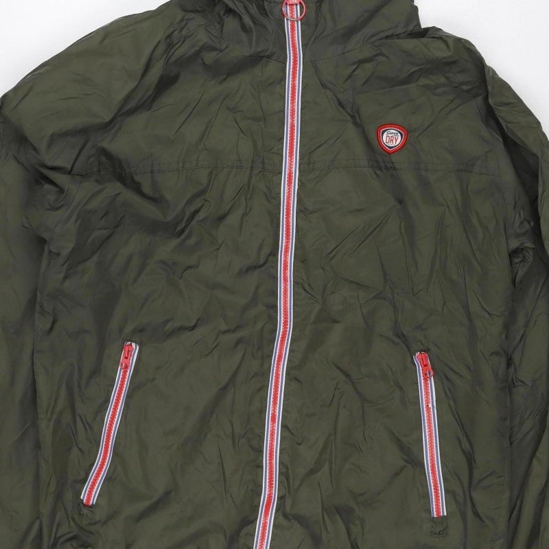 Superdry Men’s Green XL Hooded Windbreaker Jacket Logo Zip