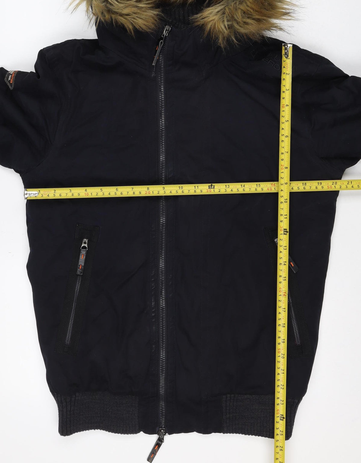 Superdry Men’s Black M Microfibre Fur Hood Bomber Jacket