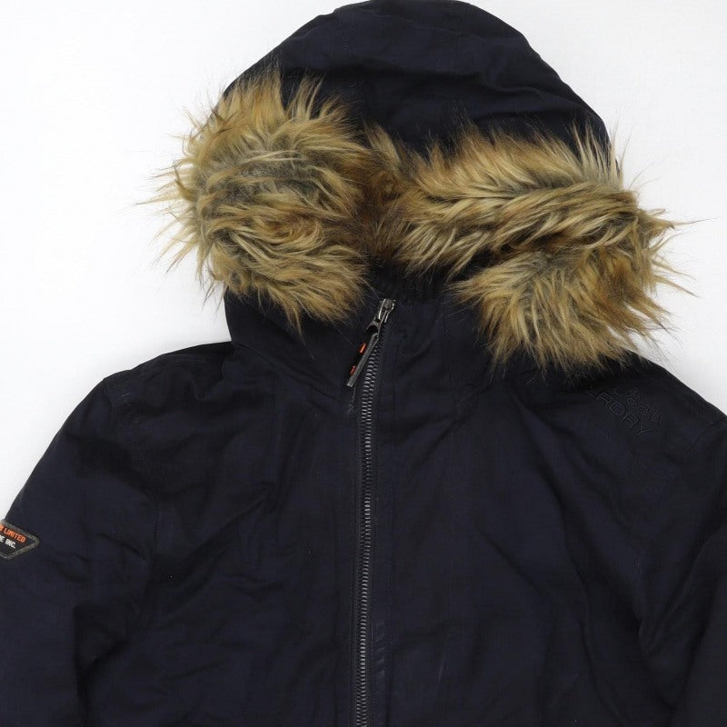 Superdry Men’s Black M Microfibre Fur Hood Bomber Jacket
