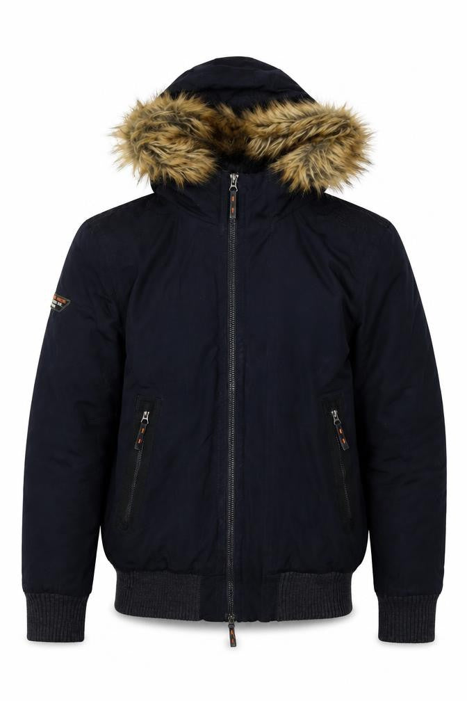 Superdry Men’s Black M Microfibre Fur Hood Bomber Jacket