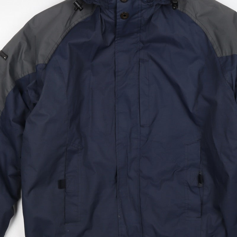 Jowager Men’s Blue Grey XL Hooded Bomber Jacket
