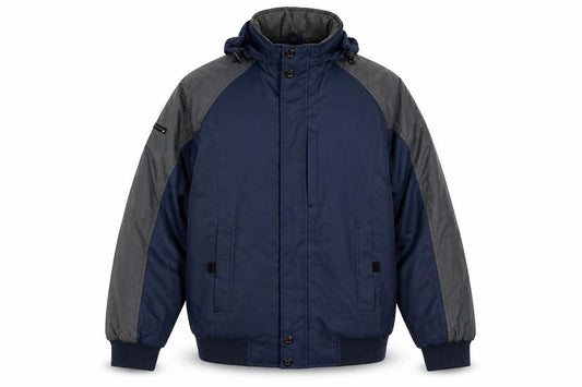 Jowager Men’s Blue Grey XL Hooded Bomber Jacket