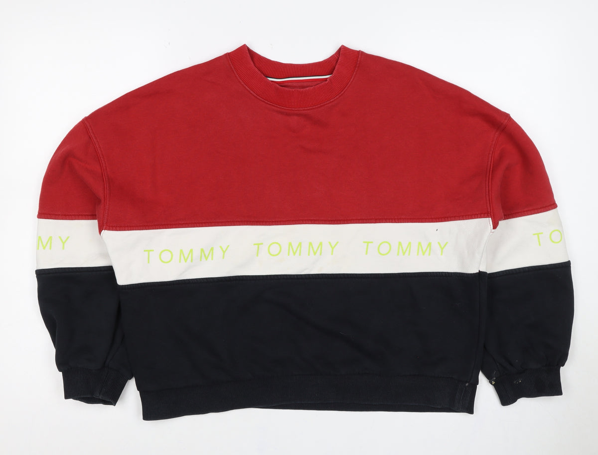 Tommy Jeans Women’s Red Colourblock Logo Sweatshirt Size S