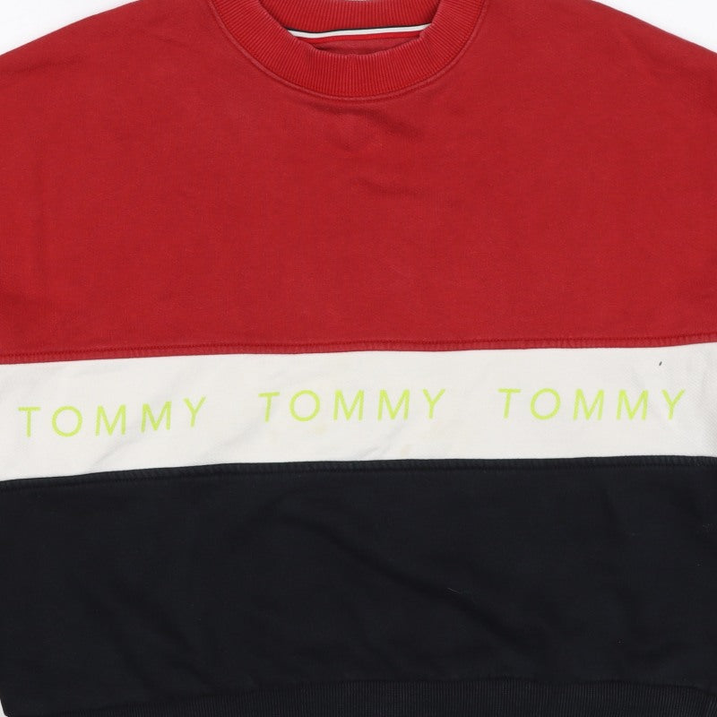 Tommy Jeans Women’s Red Colourblock Logo Sweatshirt Size S