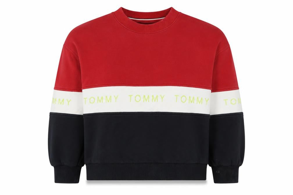 Tommy Jeans Women’s Red Colourblock Logo Sweatshirt Size S