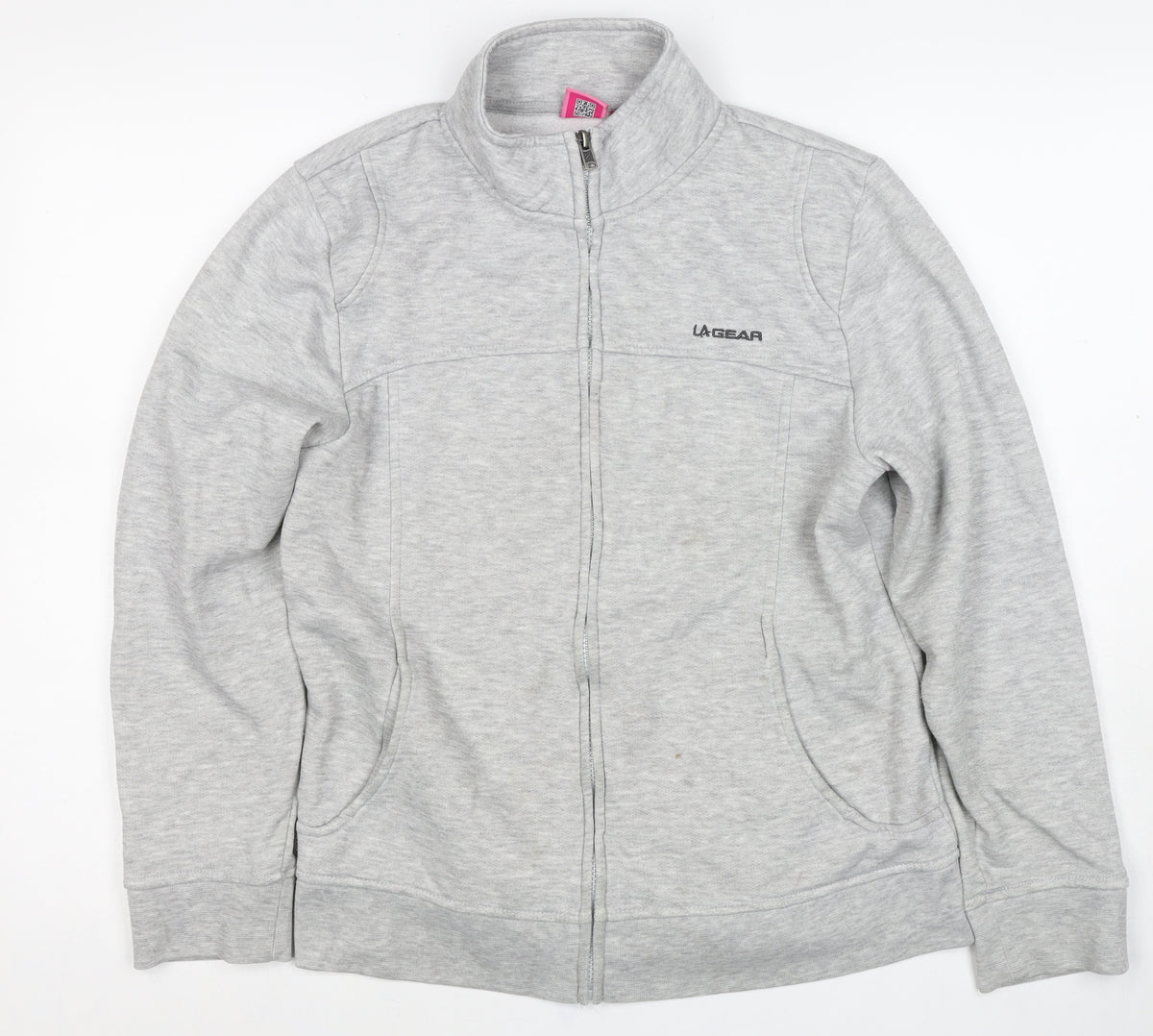 LA Gear Women's Grey Size 14 Full Zip Logo Sweatshirt Pockets