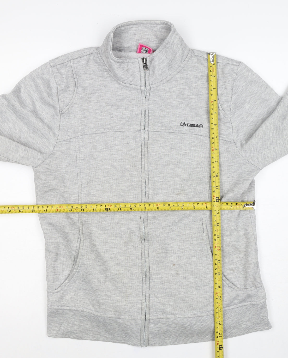 LA Gear Women's Grey Size 14 Full Zip Logo Sweatshirt Pockets