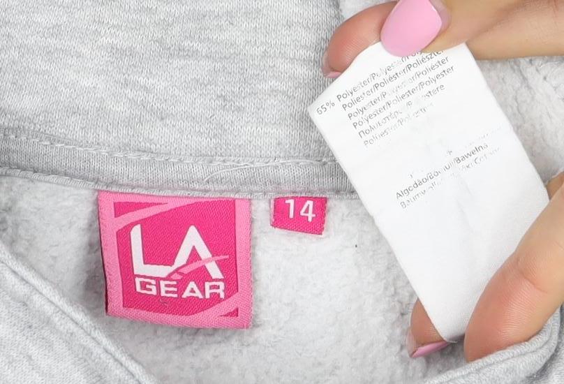 LA Gear Women's Grey Size 14 Full Zip Logo Sweatshirt Pockets