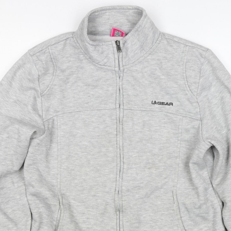 LA Gear Women's Grey Size 14 Full Zip Logo Sweatshirt Pockets