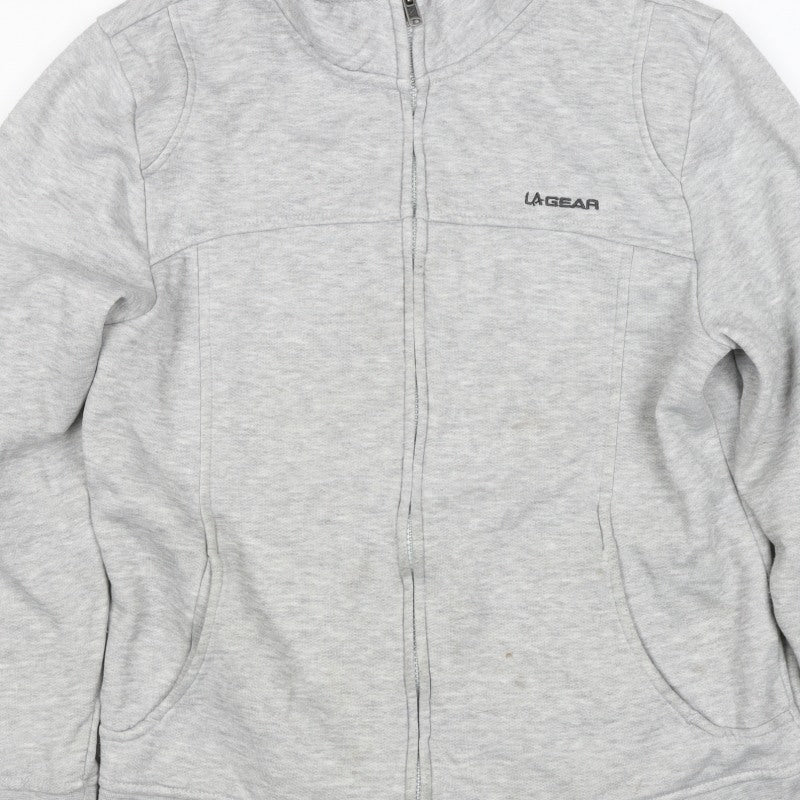 LA Gear Women's Grey Size 14 Full Zip Logo Sweatshirt Pockets