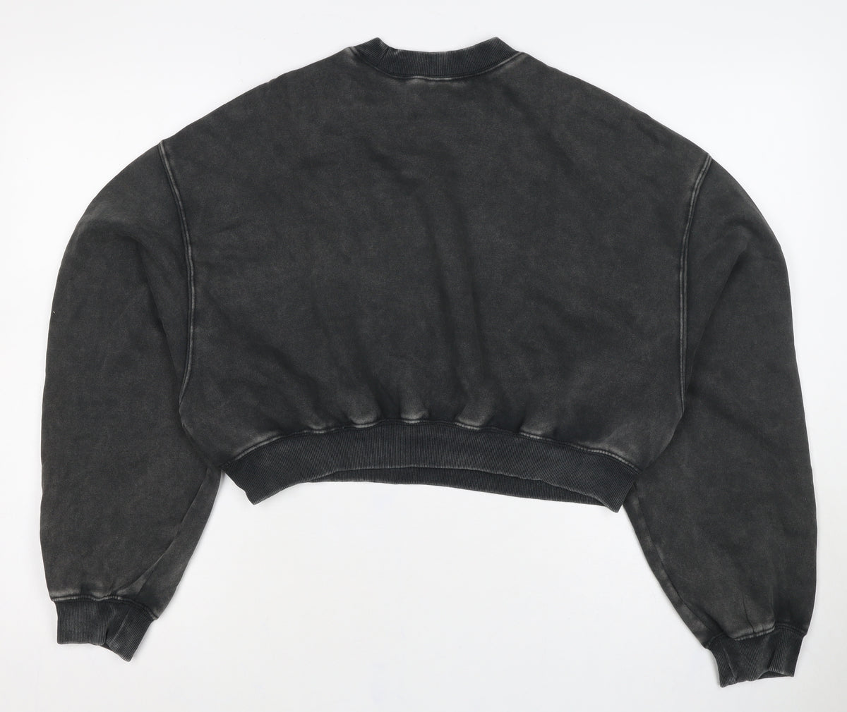 H&M Women’s Black Washed Oversized Pullover Sweatshirt L Crew Neck