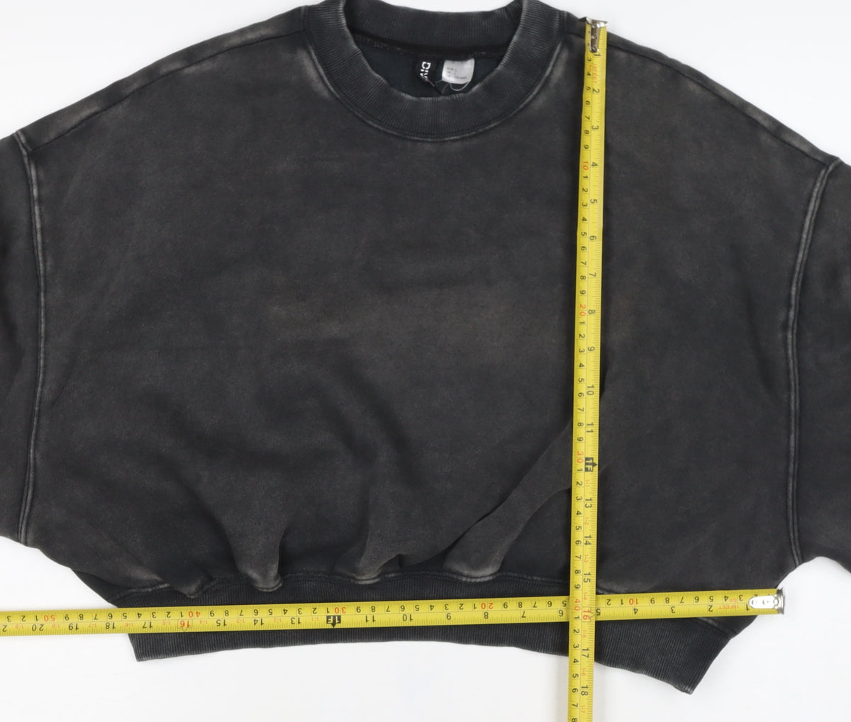 H&M Women’s Black Washed Oversized Pullover Sweatshirt L Crew Neck