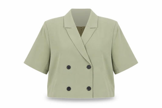 PrettyLittleThing Women Green UK 16 Double-Breasted 3/4 Sleeve Blazer