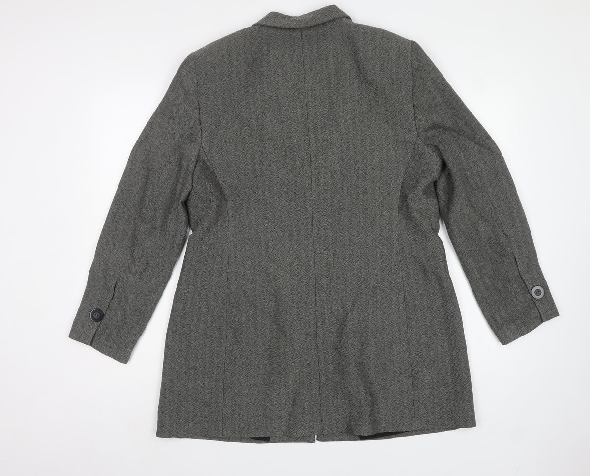 Marks and Spencer Women Black Mix UK 16 Herringbone Long Blazer