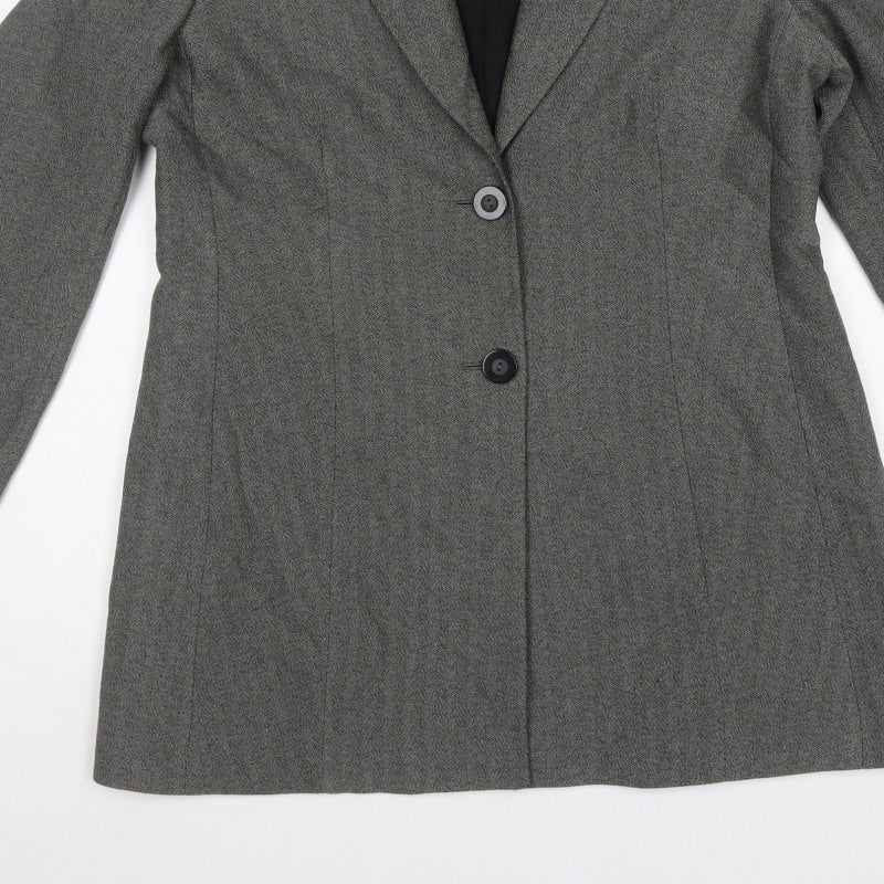 Marks and Spencer Women Black Mix UK 16 Herringbone Long Blazer