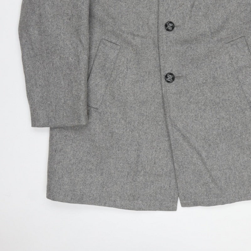 Anderson-Little Mens Grey 46 Wool Blend Fur Collar Long Overcoat
