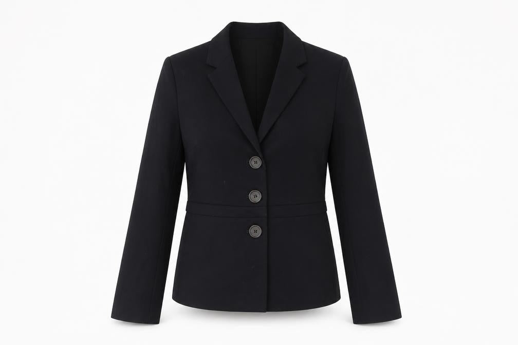 Farhi Women Black UK 10 Wool Blend Tailored 3 Button Blazer