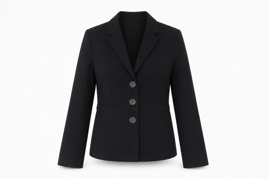 Farhi Women Black UK 10 Wool Blend Tailored 3 Button Blazer