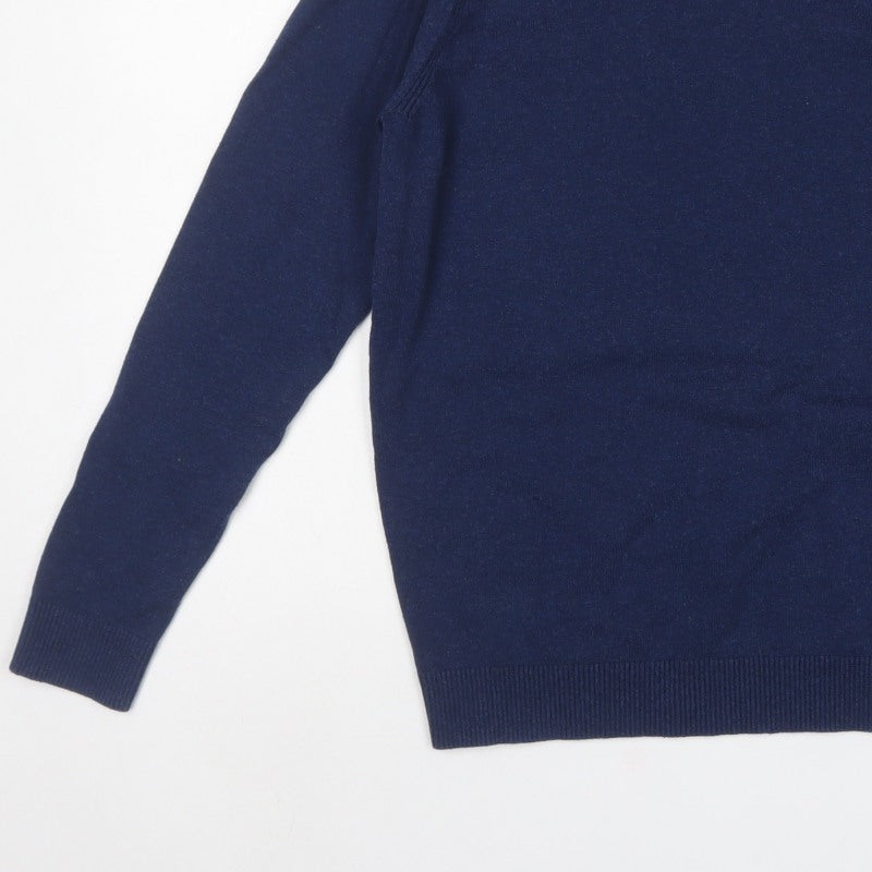 Required Men’s Blue V-Neck Fine Knit Cotton Jumper Size L