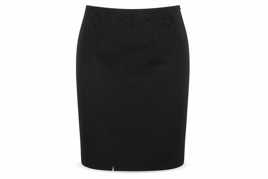 Windsmoor Women’s Black Size 12 Wool Beaded Embroidered Pencil Midi Skirt