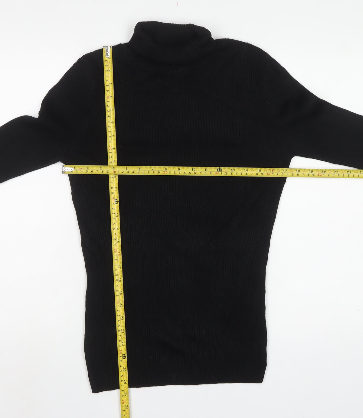 ASOS Men Black S Roll Neck Ribbed Knit Pullover Jumper