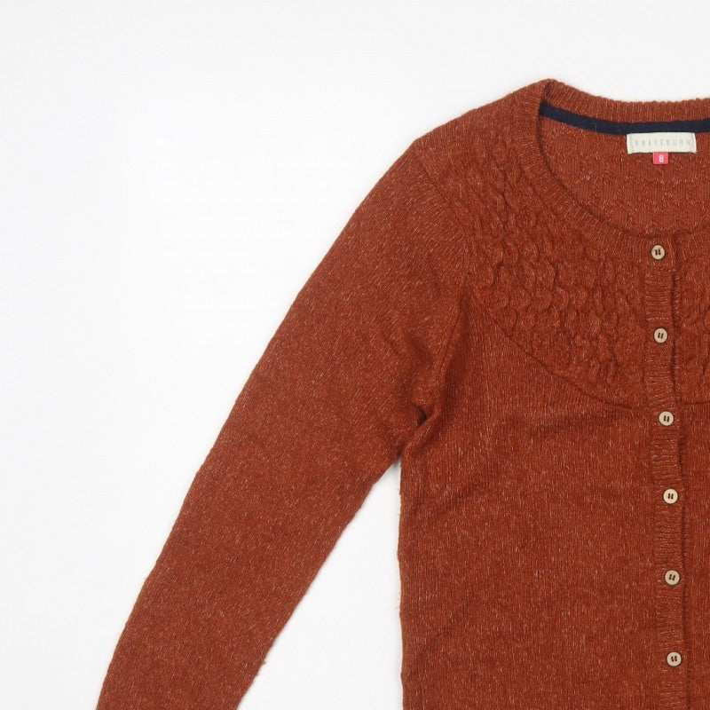 Brakeburn Women's Brown Size 8 Cable Knit Button Cardigan