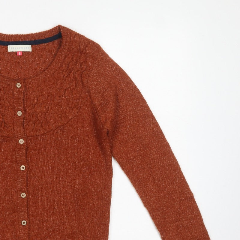 Brakeburn Women's Brown Size 8 Cable Knit Button Cardigan