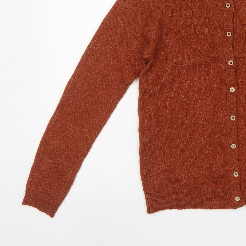 Brakeburn Women's Brown Size 8 Cable Knit Button Cardigan