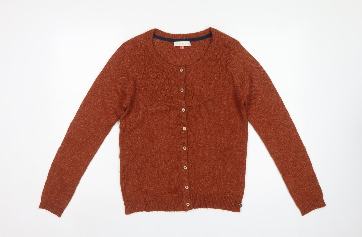 Brakeburn Women's Brown Size 8 Cable Knit Button Cardigan