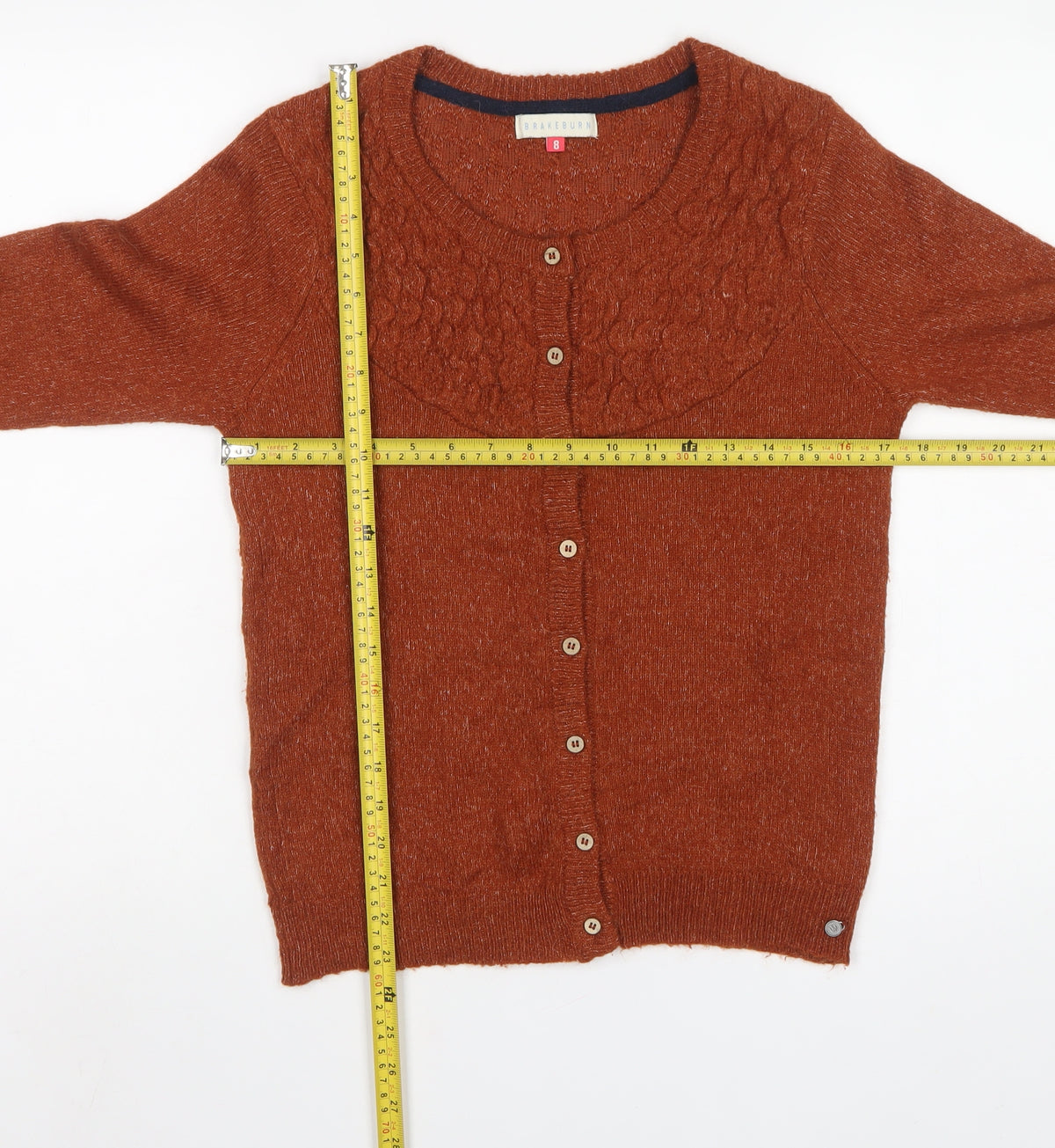 Brakeburn Women's Brown Size 8 Cable Knit Button Cardigan