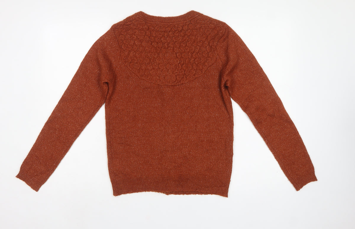 Brakeburn Women's Brown Size 8 Cable Knit Button Cardigan
