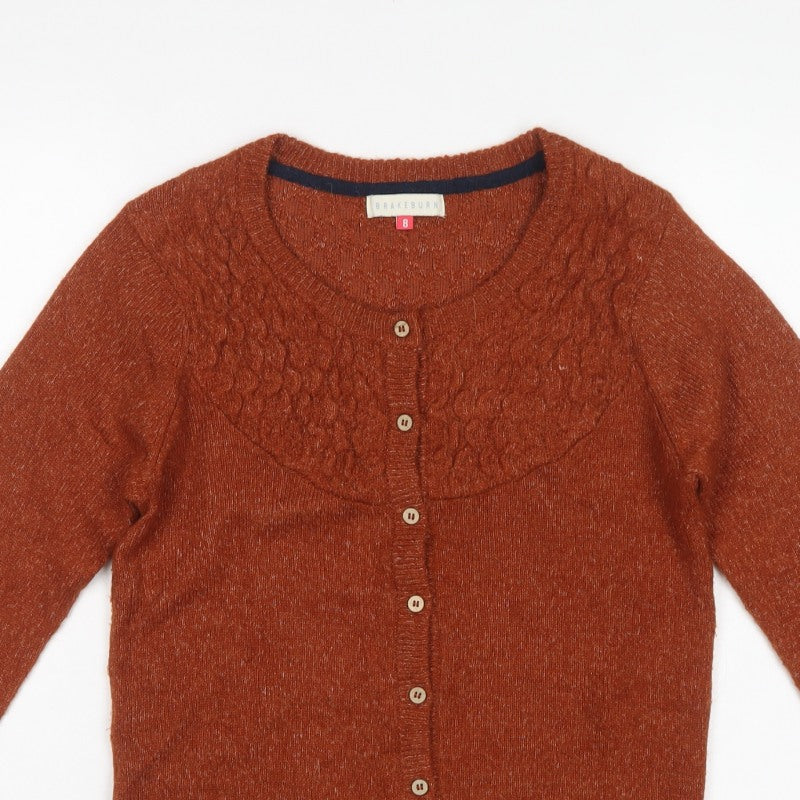 Brakeburn Women's Brown Size 8 Cable Knit Button Cardigan